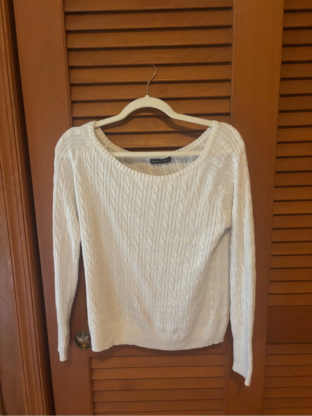 Brandy Melville Cream Cable Scoop Neck Sweater